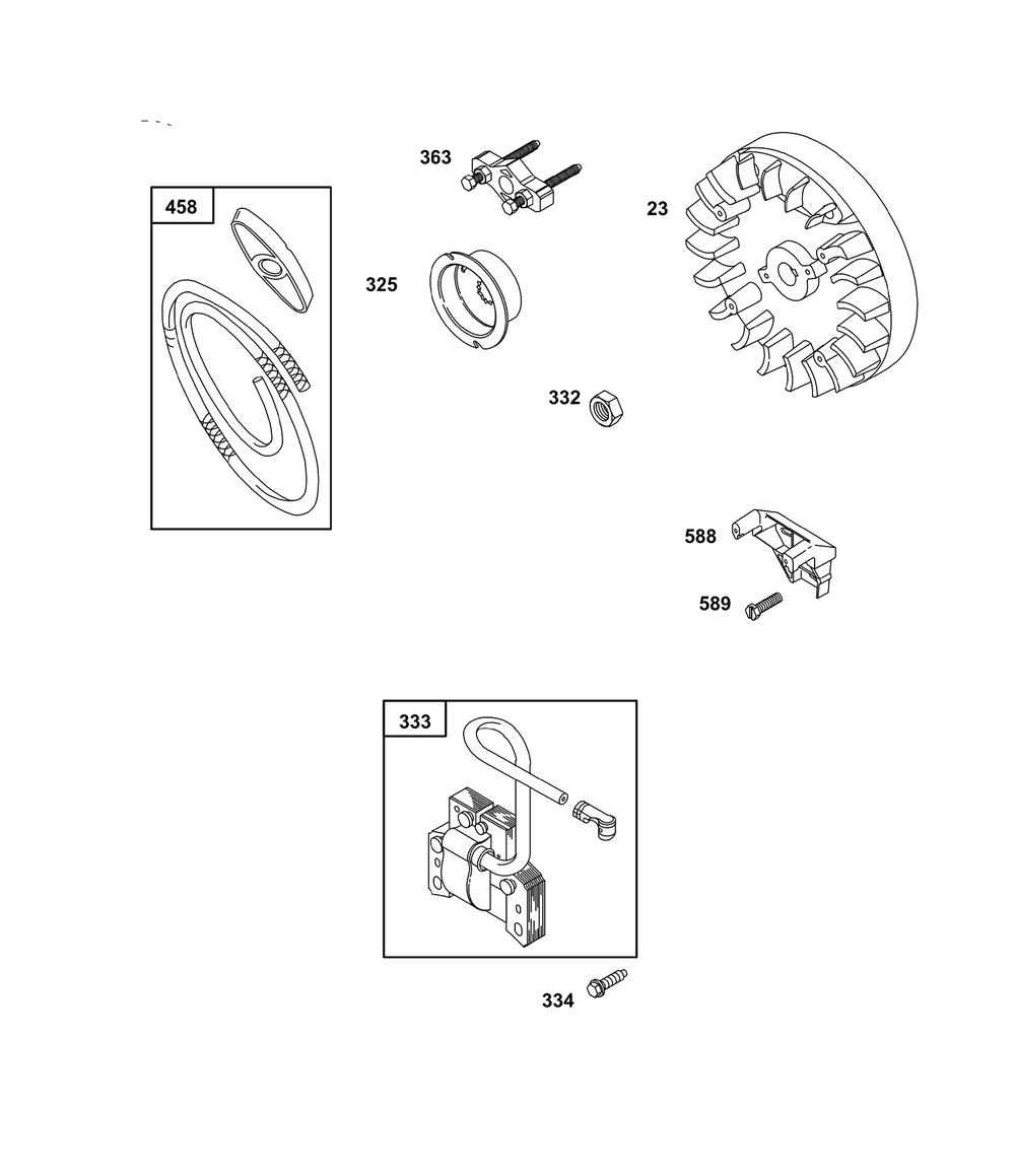 Flywheel, Ignition, And Starter Group Diagram and Parts List for 243431-3135-08  Briggs and Stratton Engine